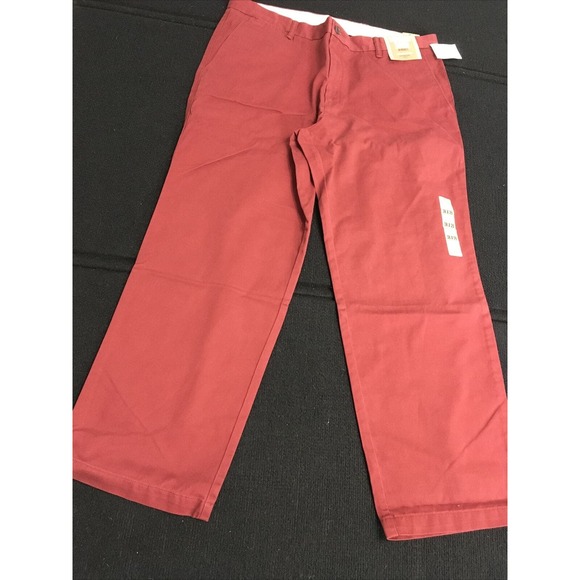 DOCKERS D2 COTTON FLAT FRONT‎ STRAIGHT FIT Burgundy 38X29 & 40x29 NWT - Picture 4 of 12